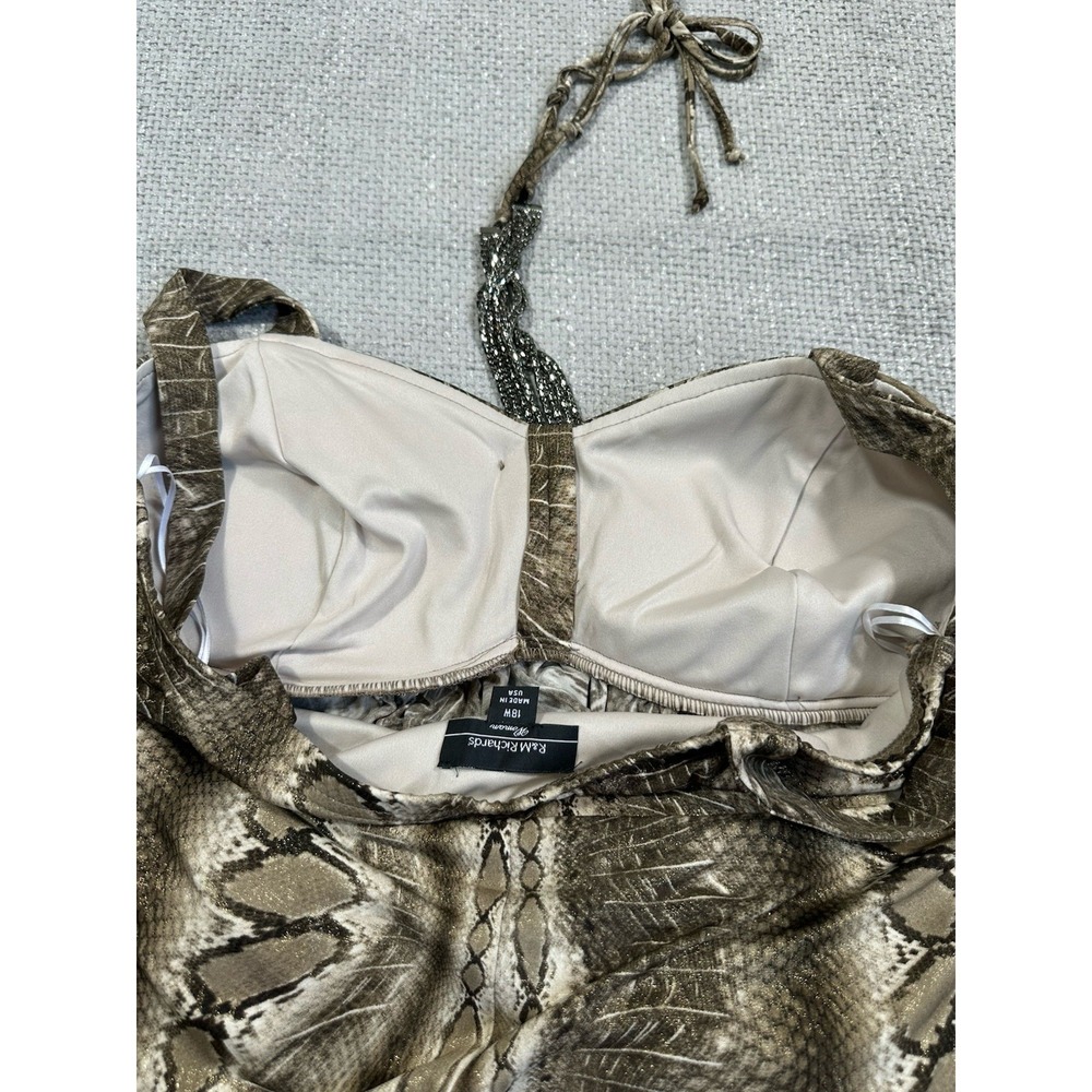 R&M‎ Richards Dress Womens 18W Brown Gold Snake Skin Y2K Maxi - Picture 12 of 13